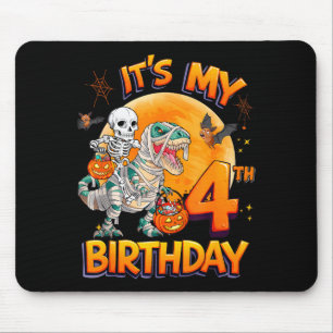 Alfombrilla De Ratón Es mi cuarto cumpleaños esqueleto de dinosaurio mo