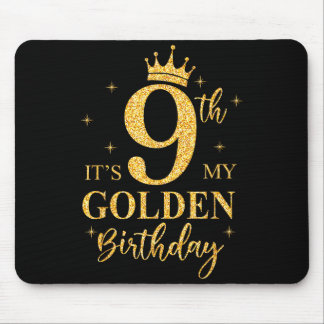Alfombrilla De Ratón Es mi cumpleaños dorado número 9 niña de 9 años cu