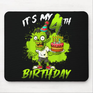Alfombrilla De Ratón Es mi cumpleaños zombie número 4 4 años Feliz Hall
