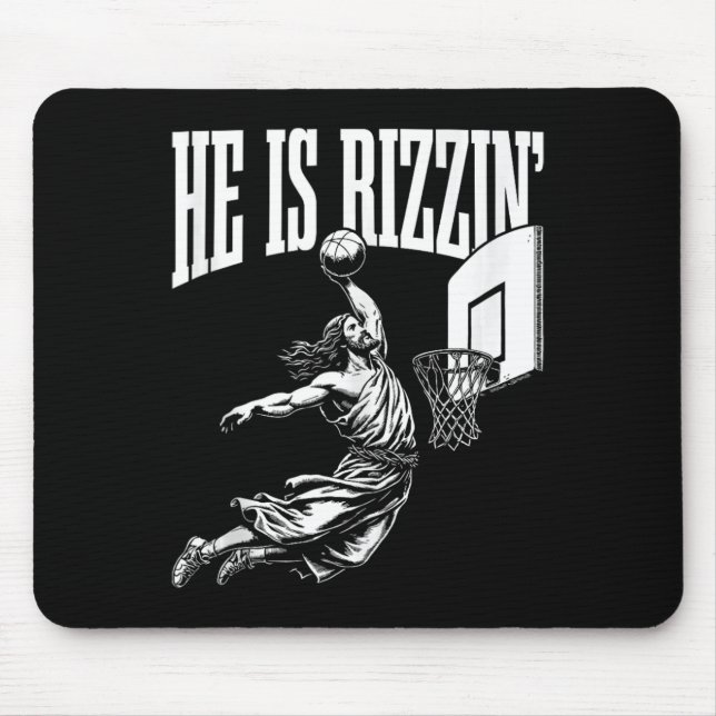 Alfombrilla De Ratón Es Rizzin Divertido Jesús Básquetbol Meme Tank Top (Frente)