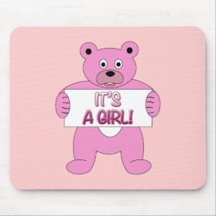 Alfombrilla De Ratón Es un oso del rosa del chica