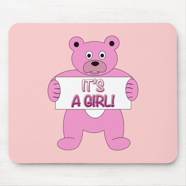 Alfombrilla De Ratón Es un oso rosa Chica (Frente)