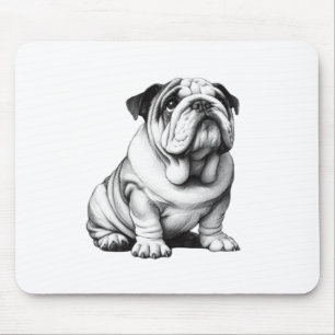 Alfombrilla De Ratón Esbozo adorable de bulldog blanco y negro