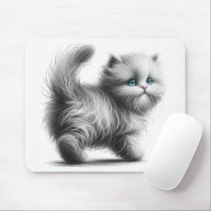 Alfombrilla De Ratón Esbozo De Gatitos En Blanco