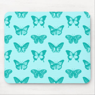 Alfombrilla De Ratón Esbozo de mariposa, aqua y turquesa