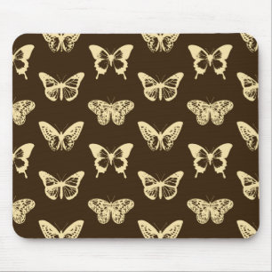 Alfombrilla De Ratón Esbozo de mariposa, beige en marrón chocolate