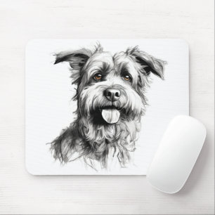 Alfombrilla De Ratón Esbozo de retrato de Scruffy Terrier
