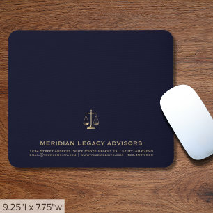 Alfombrilla De Ratón Escala de Justicia Legal Navy Mousepad Azul y Oro