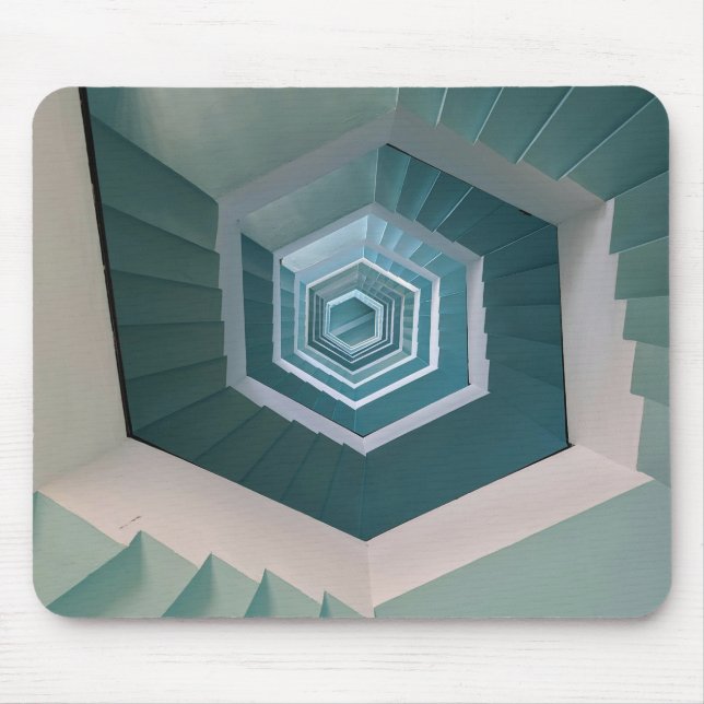 Alfombrilla De Ratón Escaleras espirales de concreto blanco y gris vací (Frente)