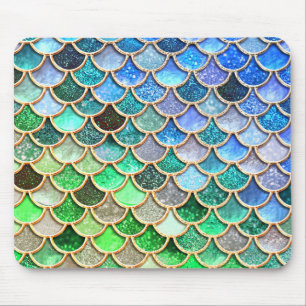 Alfombrilla De Ratón Escales de sirena de Purpurina verde azul brillant