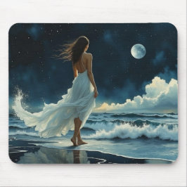 Alfombrilla De Ratón Escape en la costa bajo la Luna | Arte costero