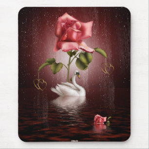 Alfombrilla De Ratón Escena 3A de los corazones de los rosas de los