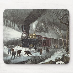 Alfombrilla De Ratón Escena americana del ferrocarril, 1871