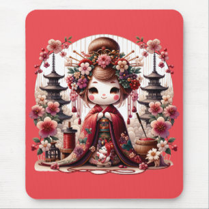 Alfombrilla De Ratón Escena Bonita de Geisha Japonesa