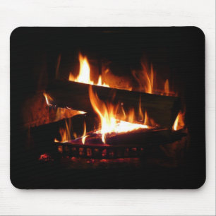 Alfombrilla De Ratón Escena de invierno cálido con chimenea para fotogr