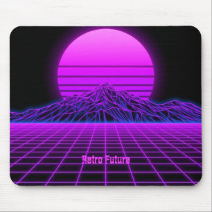 Alfombrilla De Ratón Escena de montaña retro de los 80