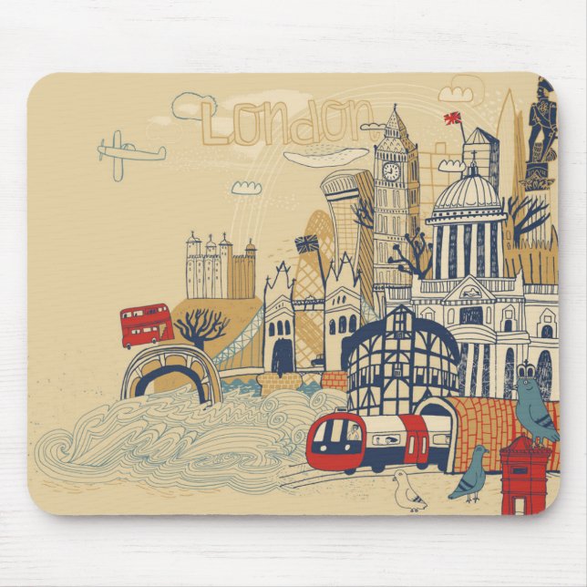 Alfombrilla De Ratón Escena del Doodle de Londres (Frente)