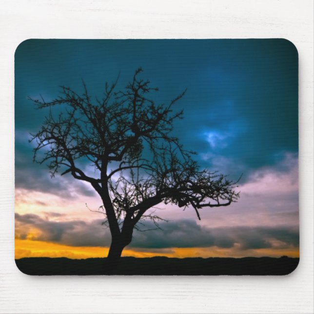 Alfombrilla De Ratón Escenario impresionante - silueta de árbol, puesta