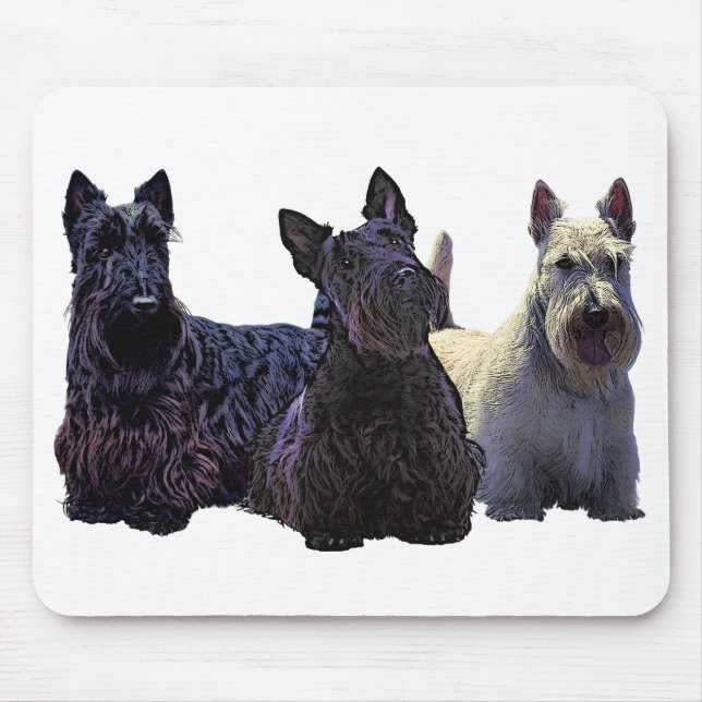 Alfombrilla De Ratón Escocés trío negro/de trigo de Terrier, perro (Frente)