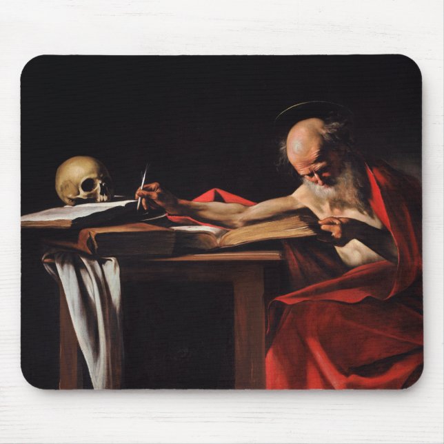 Alfombrilla De Ratón Escritura de Saint Jerome (por Caravaggio) (Frente)