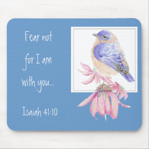 Alfombrilla De Ratón Escritura inspiradora Isaiah 40:10 Pájaro Azul