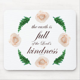 Alfombrilla De Ratón Escritura, salmo 33, rosas blancas y ramas verdes