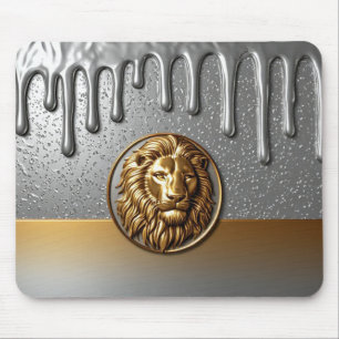 Alfombrilla De Ratón Escudo de León Real con Textura de Metal Dorado 🦁