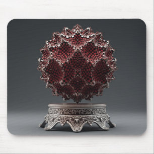 Alfombrilla De Ratón Esfera de Mandelbrot roja y negra sobre pedestal d