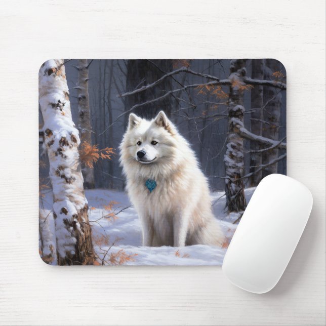 Alfombrilla De Ratón Eskimo Americano Dejad que nieve Navidad (Con ratón)