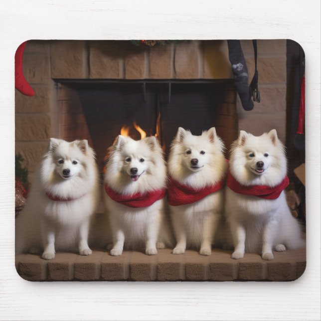 Alfombrilla De Ratón Eskimo Americano junto a la Chimenea Navidad (Frente)