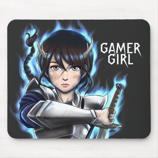 Alfombrilla De Ratón Espada de espíritu guerrero Chica gamer (Frente)