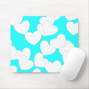 Alfombrilla De Ratón Espectacular Mousepad Turquesa Con Grandes Corazon