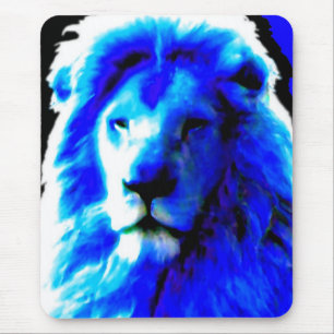 Alfombrilla De Ratón Espectáculo azul de cabeza de león