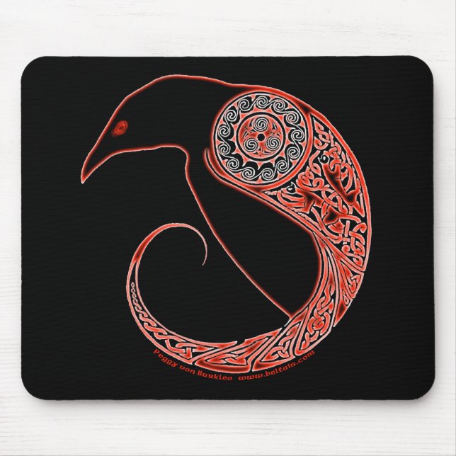 Alfombrilla De Ratón Espectáculo celta de Morrigan Raven en negro (Frente)