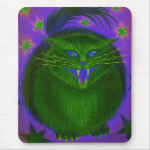 Alfombrilla De Ratón Espectáculo gato asustado verdoso vertical