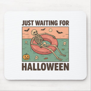 Alfombrilla De Ratón Espeluznante Esqueleto De Verano Esperando Hallowe