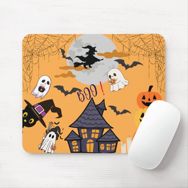 Alfombrilla De Ratón Espeluznante Mousepad de Halloween - Mat de la cas (Con ratón)