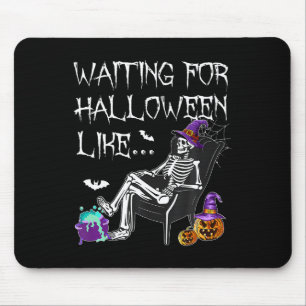 Alfombrilla De Ratón Esperando Halloween Como Esqueleto Espeluznante Pa