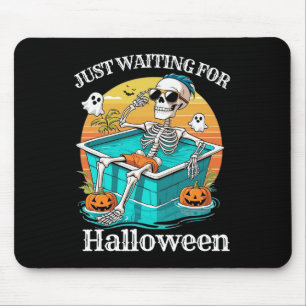 Alfombrilla De Ratón Esperando Halloween Funny Retro Skeleton Su