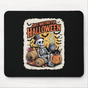 Alfombrilla De Ratón Esperando Halloween _ Funny Skeleton Pumpki
