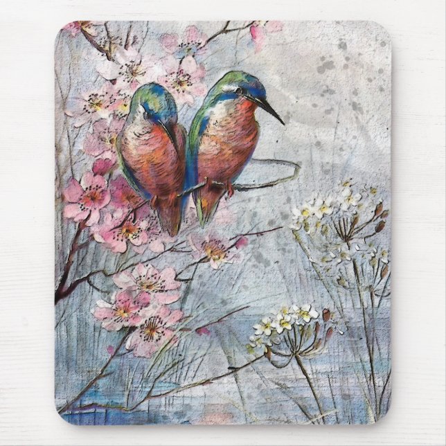 Alfombrilla De Ratón Esperando La Cena De Pájaro Kingfisher (Frente)