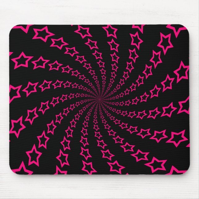 Alfombrilla De Ratón Espiral de estrella: Rosa y negro: Personalizado M (Frente)