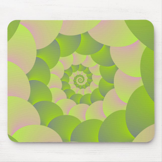 Alfombrilla De Ratón Espiral en rosa y verde (Frente)