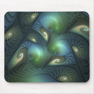 Alfombrilla De Ratón Espirales Verde azulado Beige Verde Resumen arte f