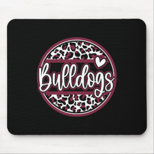 Alfombrilla De Ratón Espíritu Escolar Bulldogs Leopardo Nombre Equipo D
