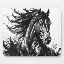 Alfombrilla De Ratón Espíritu Salvaje en Tinta | Arte de Caballo Blanco