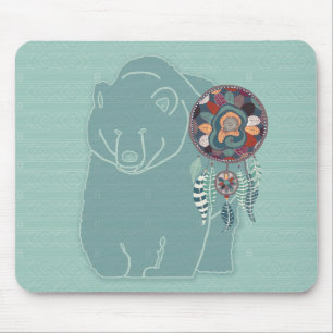 Alfombrilla De Ratón Espíritu tribal nativo americano oso suave verde