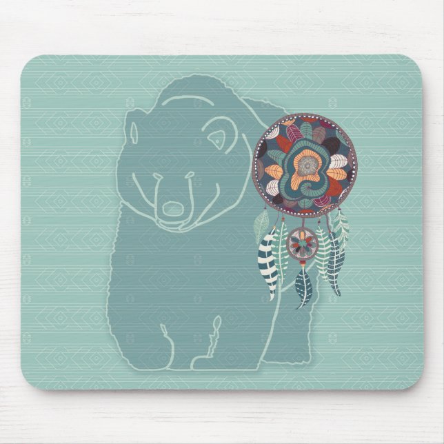Alfombrilla De Ratón Espíritu tribal nativo americano oso suave verde (Frente)
