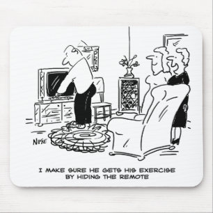 Alfombrilla De Ratón Esposa oculta el control remoto de la TV