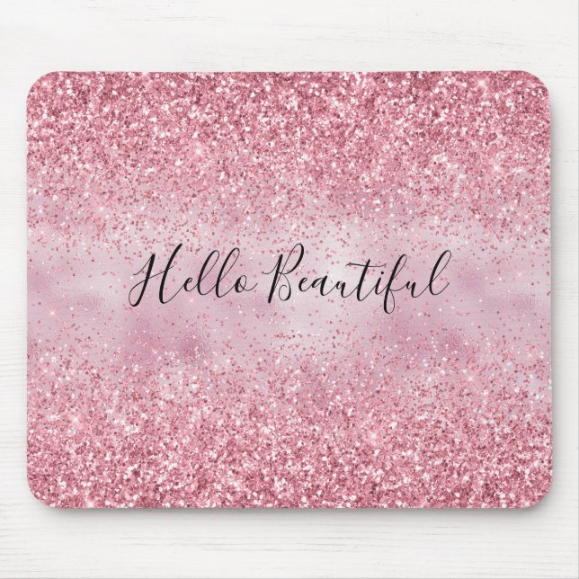Alfombrilla De Ratón Espuma Purpurina de Glam Rosa Girly (Frente)